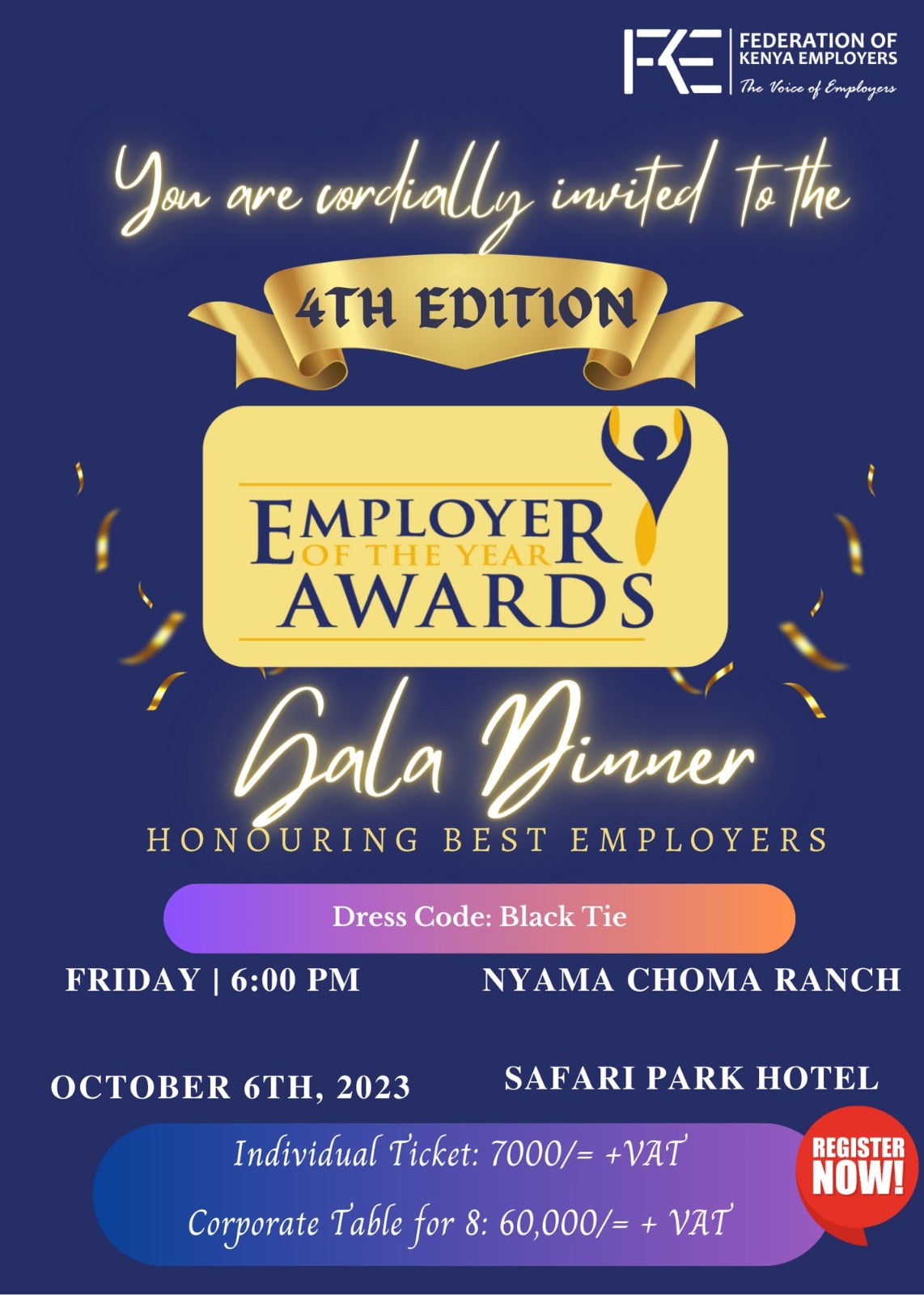 Invitation to the Employer of the Year Awards Gala Dinner 2023